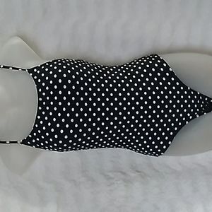 Black & White Polka Dot Swim Suit Sz M 1pc bathing suit ⛱